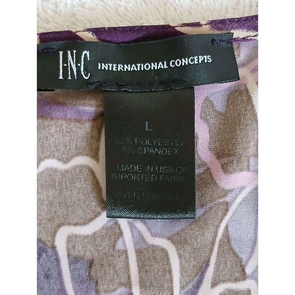 INC International Concepts Woman’s Pink Purple 3/4 Sleeve V Neck Ruched‎  L Y2K - Picture 14 of 14